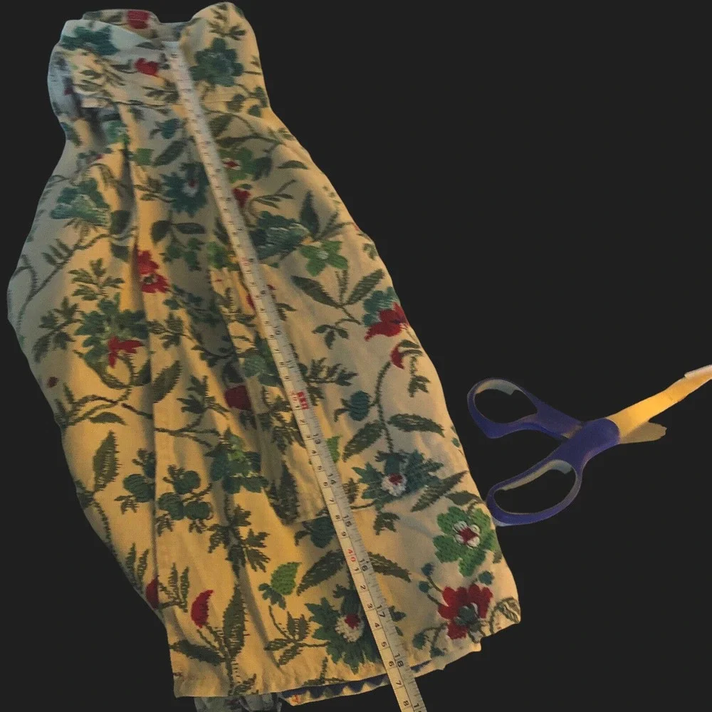 Vintage Floral Print Half Apron Tie Back Rick Rack Granny Chic 40's 50's Pocket